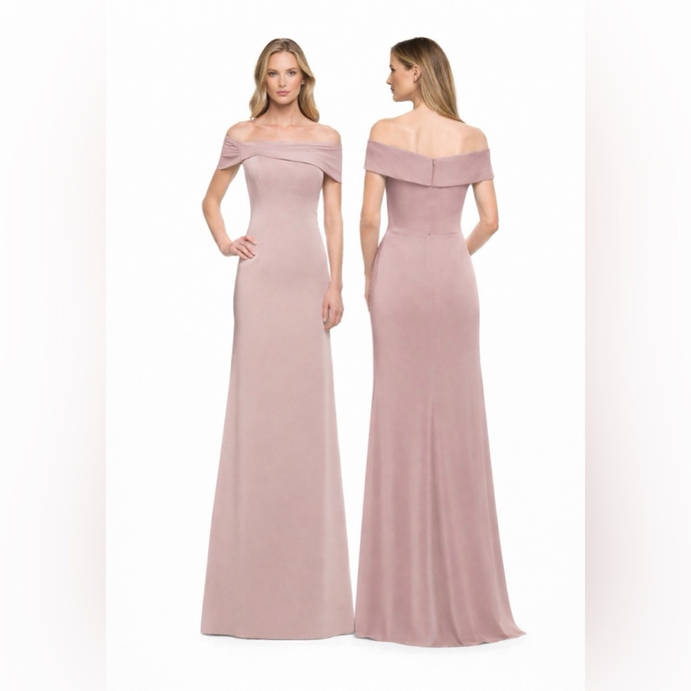 LA FEMME Formal Gown 16 Mauve Pink Off Shoulder Wedding Gala Mother of Bride NEW